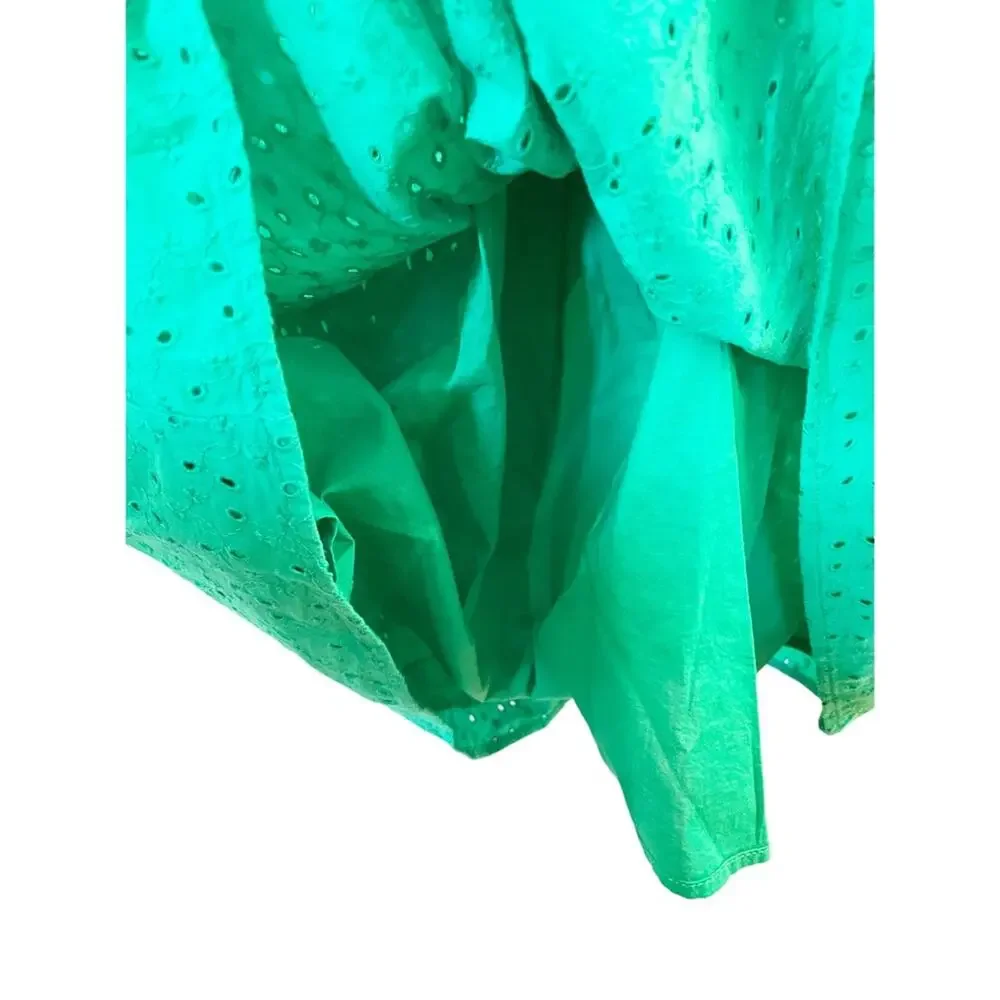 J Crew Mercantile Kelly Green Eyelet Cotton Dress with Tie Size Small - Picture 9 of 12